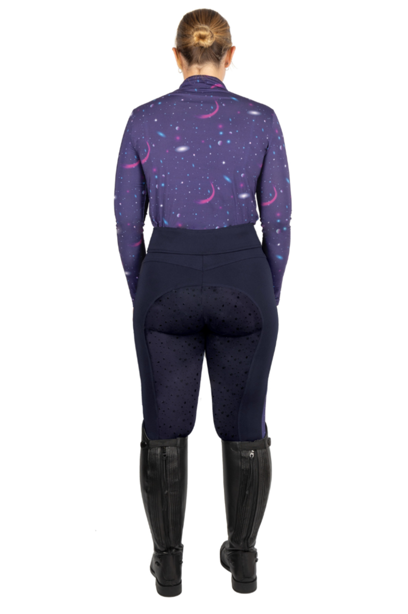 Hy Equestrian Elevate Out Of This World Women's Riding Tights - Navy/Magenta-3