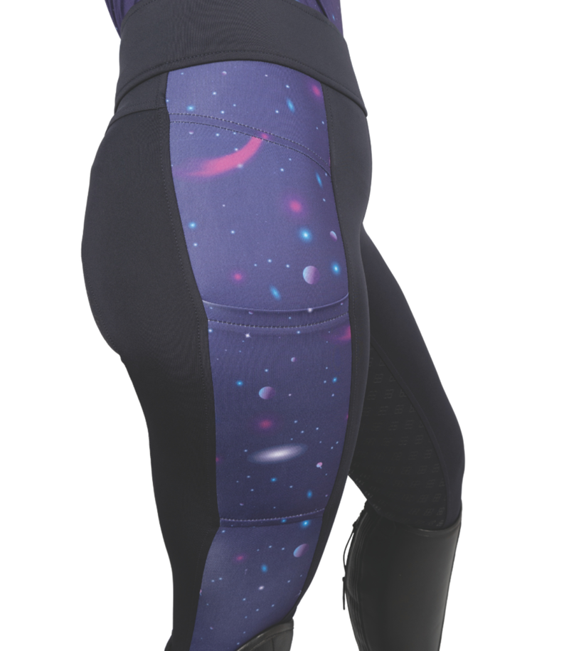 Hy Equestrian Elevate Out Of This World Women's Riding Tights - Navy/Magenta-1