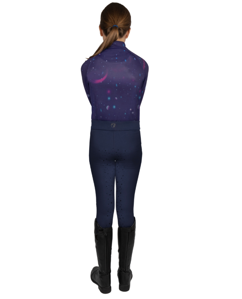 Hy Equestrian Elevate Mizs Out Of This World Riding Tights - Navy/Magenta-1