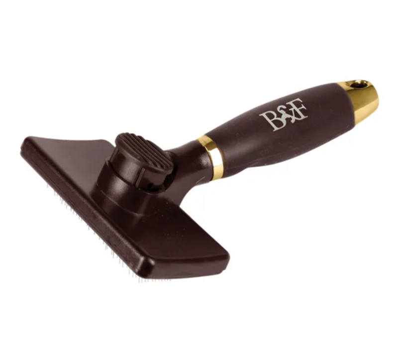 Benji and Flo Gel Handle Slicker Brush - Brown/ Gold 