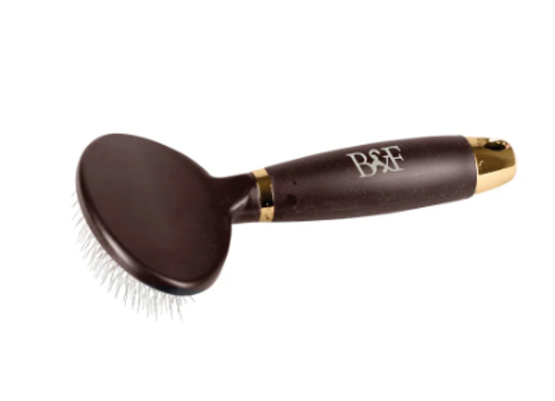 Benji and Flo Gel Handle Long Pin Oval Brush - Brown/ Gold 