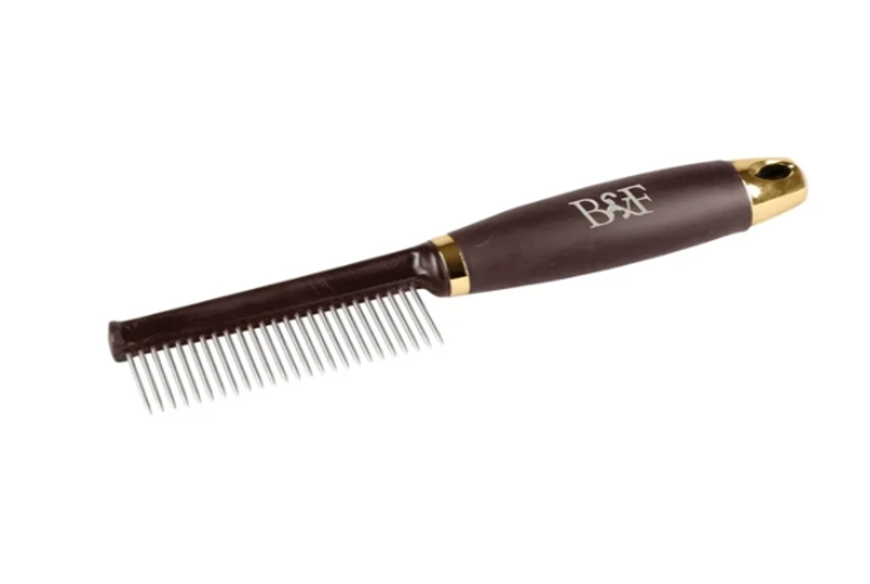 Benji and Flo Gel Handle Grooming Comb - Brown/ Gold