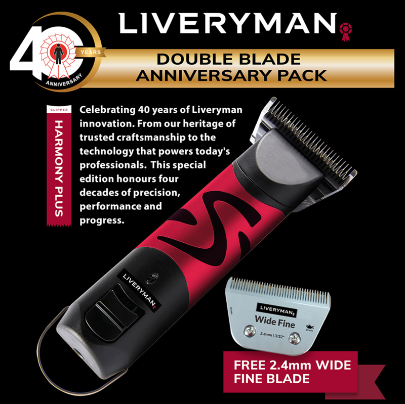 Liveryman Harmony Plus Anniversary Horse Clippers - Double Blade Pack