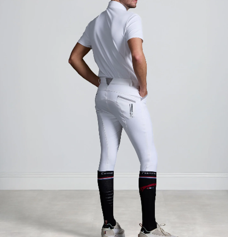 Premier Equine Barusso Gel Knee Competition Breeches - White-2