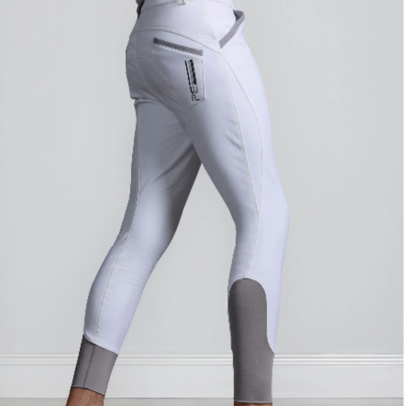 Premier Equine Barusso Gel Knee Competition Breeches - White-1