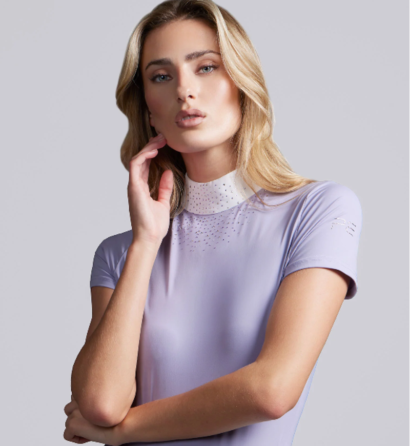 Premier Equine Cristalli Women's Short Sleeve Competition Shirt - Heirloom Lilac