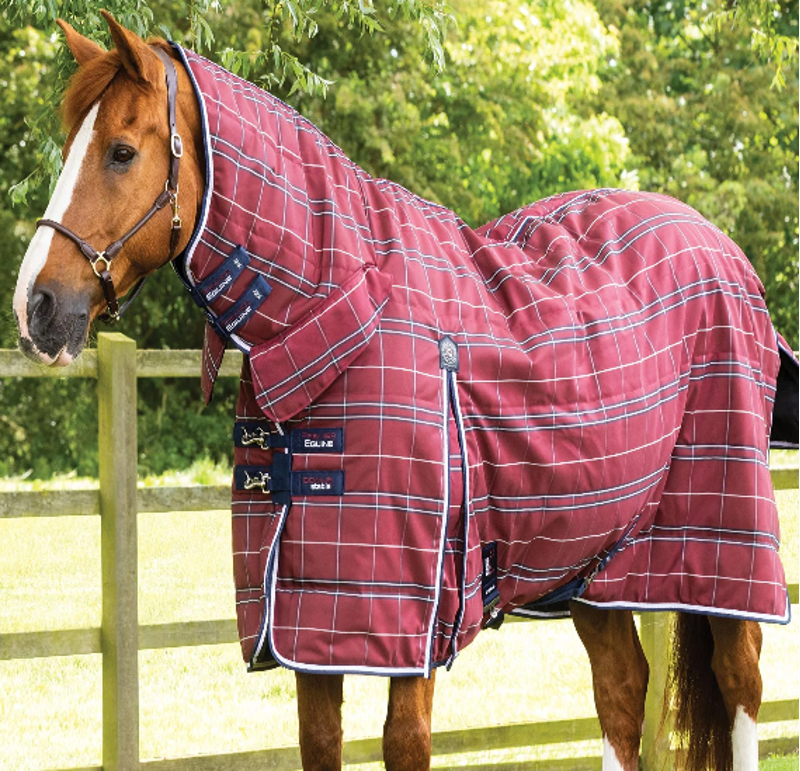 Premier Equine Domus 400g Combo Stable Rug - Burgundy Check