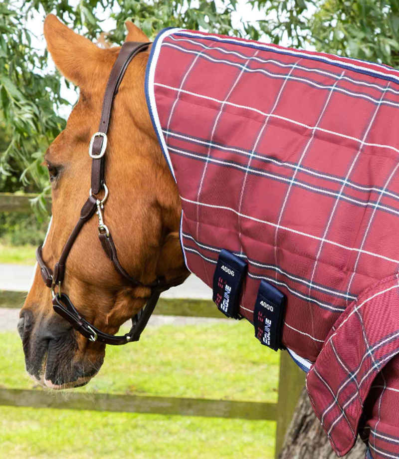 Premier Equine Domus 400g Combo Stable Rug - Burgundy Check-1