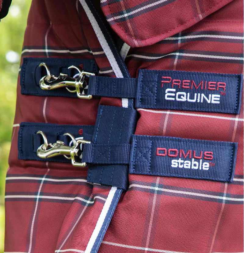 Premier Equine Domus 400g Combo Stable Rug - Burgundy Check-2