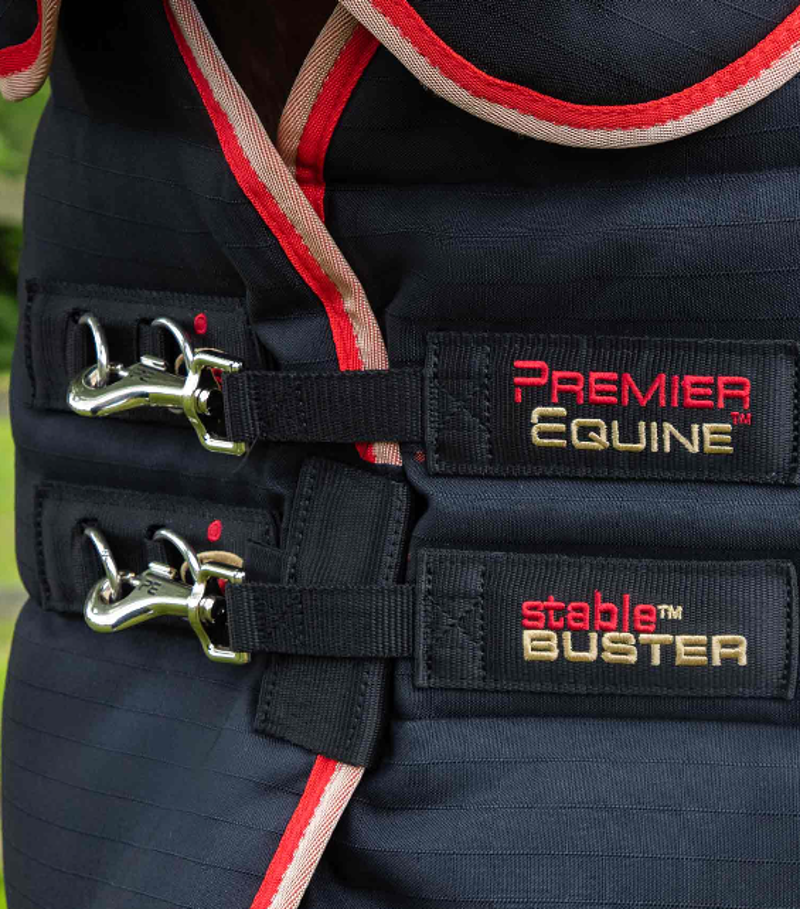 Premier Equine Stable Buster 200g Stable Rug With Neck Cover - Black-1