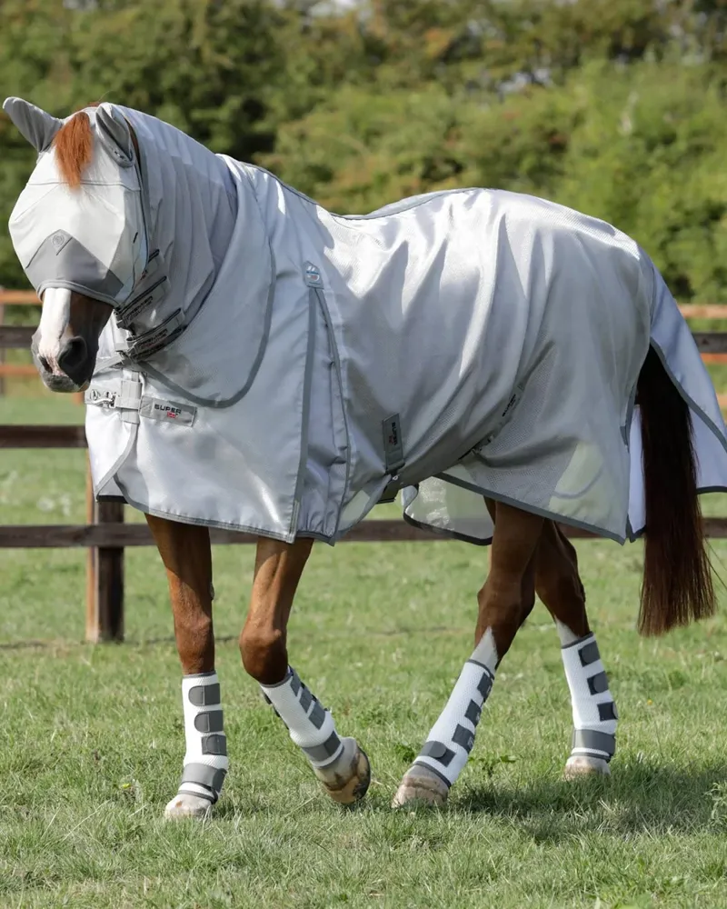 Premier Equine Super Lite Fly Rug With Surcingles Silver