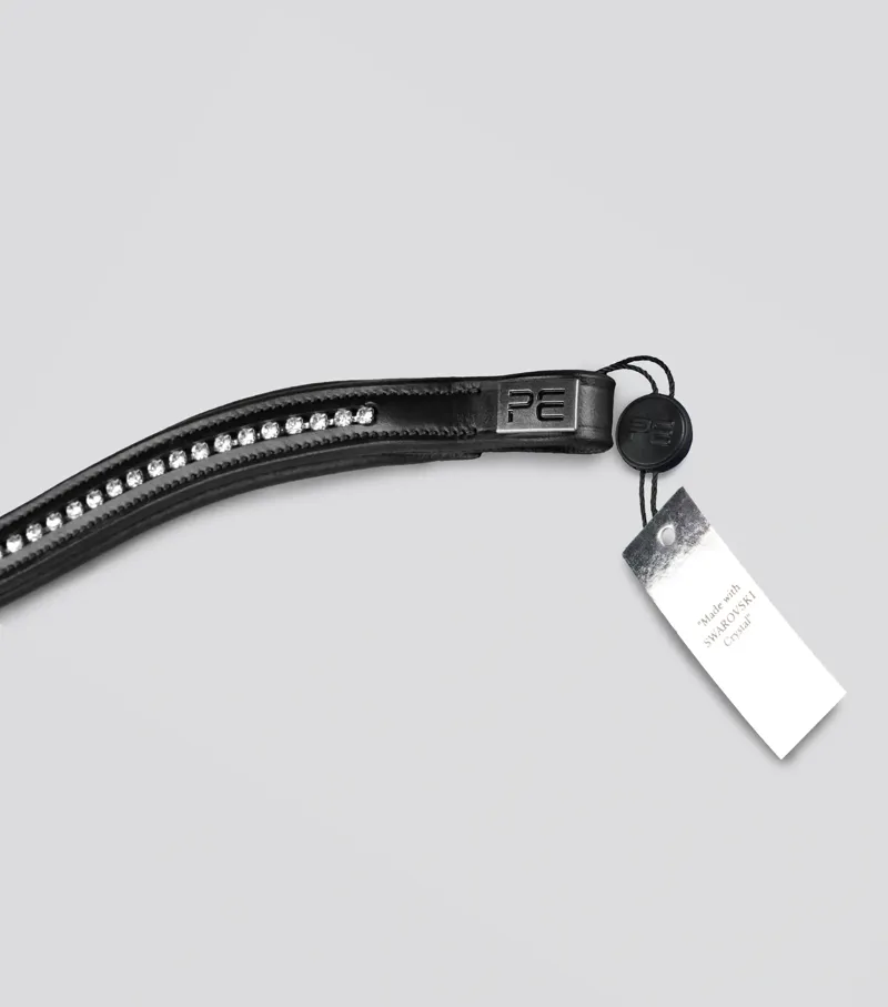 Premier Equine Shaped and Padded Browband - Swarovski - Black-2
