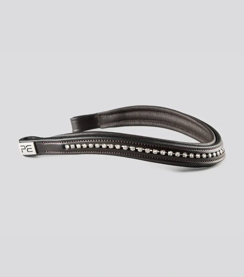 Premier Equine Shaped and Padded Browband - Swarovski - Dark Havana