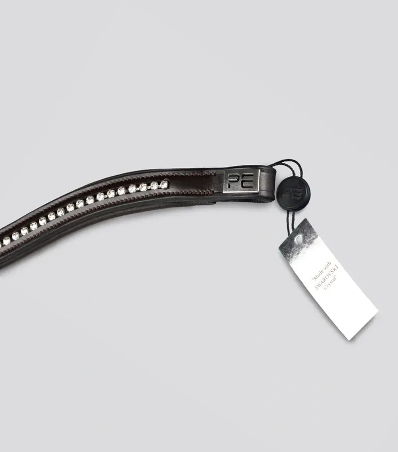 Premier Equine Shaped and Padded Browband - Swarovski - Dark Havana-2