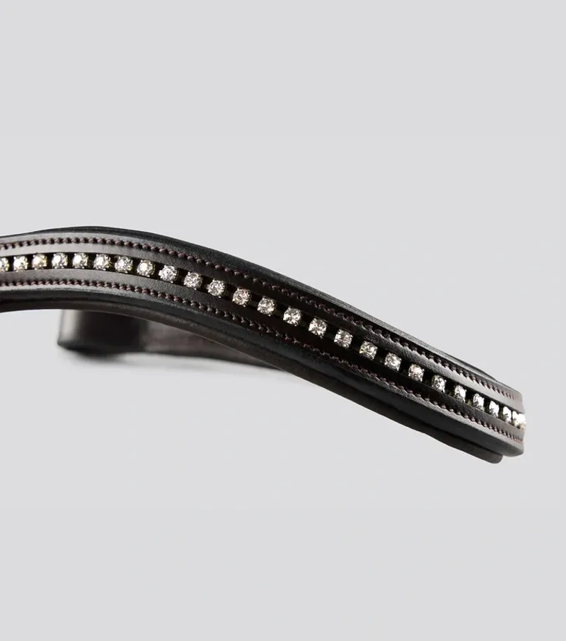Premier Equine Shaped and Padded Browband - Swarovski - Dark Havana-5