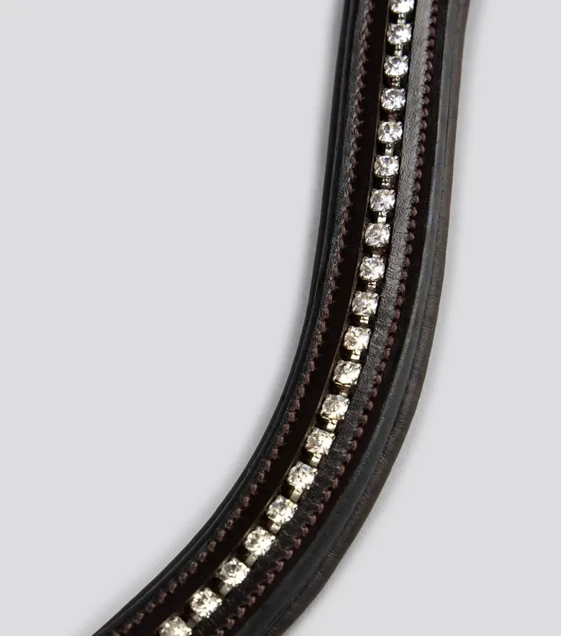 Premier Equine Shaped and Padded Browband - Swarovski - Dark Havana-3