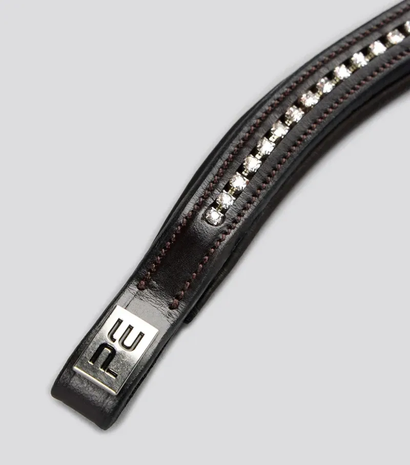 Premier Equine Shaped and Padded Browband - Swarovski - Dark Havana-4