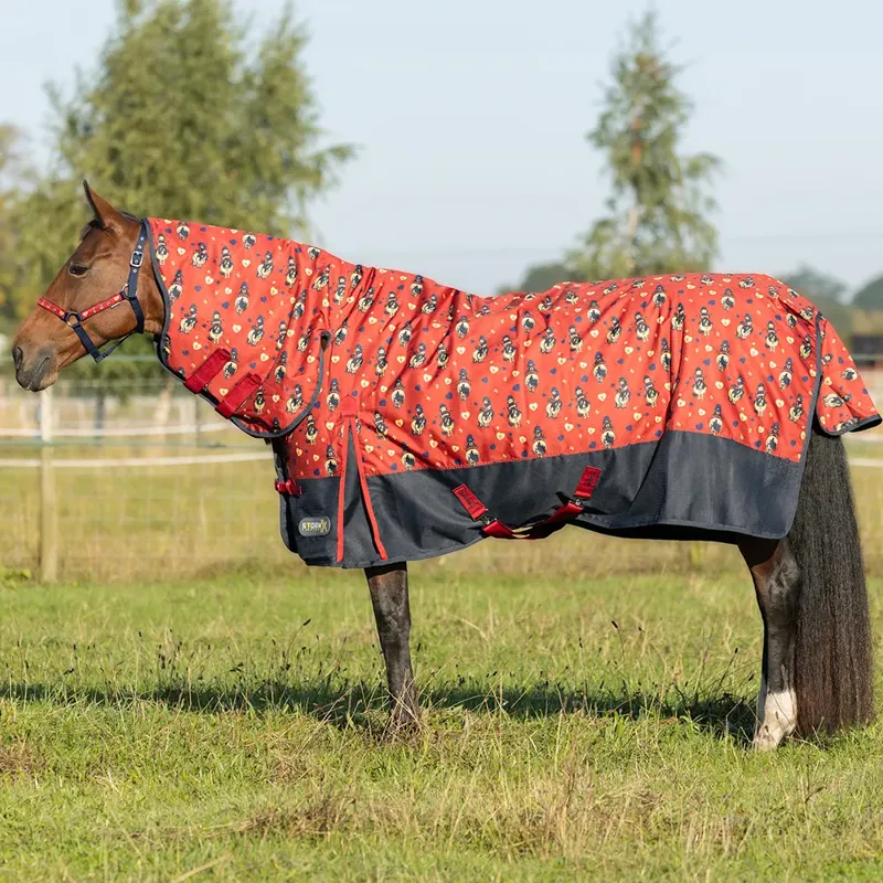 Hy StormX Original 200g Thelwell Collection Balancing Act Combi Turnout Rug - Red/Navy