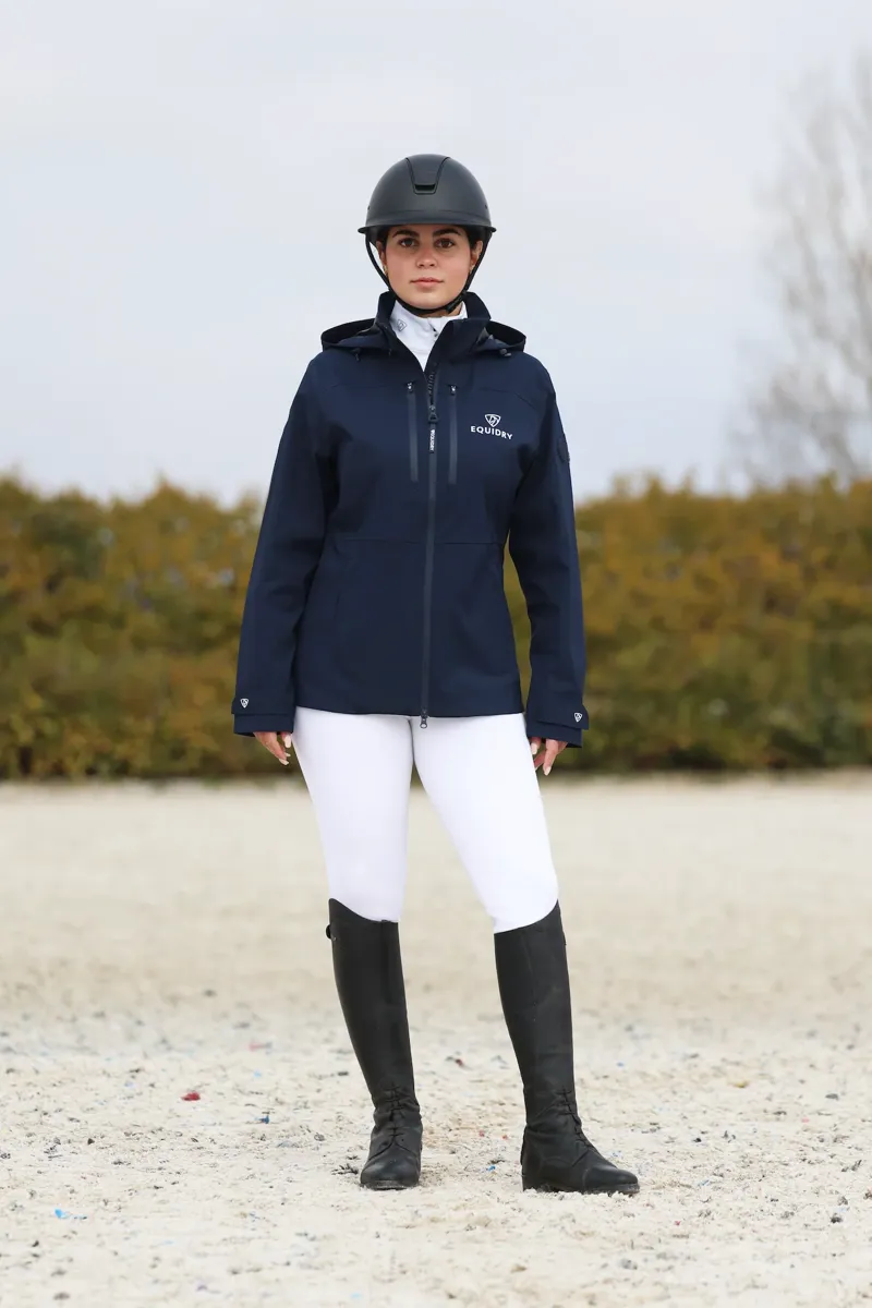 EQUIDRY Varsha Ladies Waterproof Jacket with Stowaway Hood - Navy-1