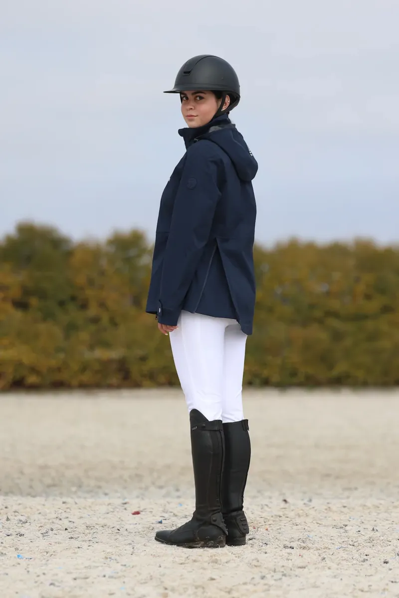 EQUIDRY Varsha Ladies Waterproof Jacket with Stowaway Hood - Navy-2