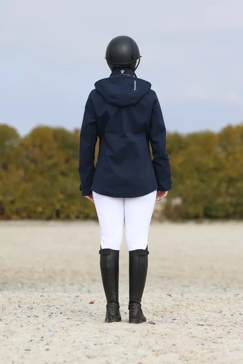 EQUIDRY Varsha Ladies Waterproof Jacket with Stowaway Hood - Navy-3