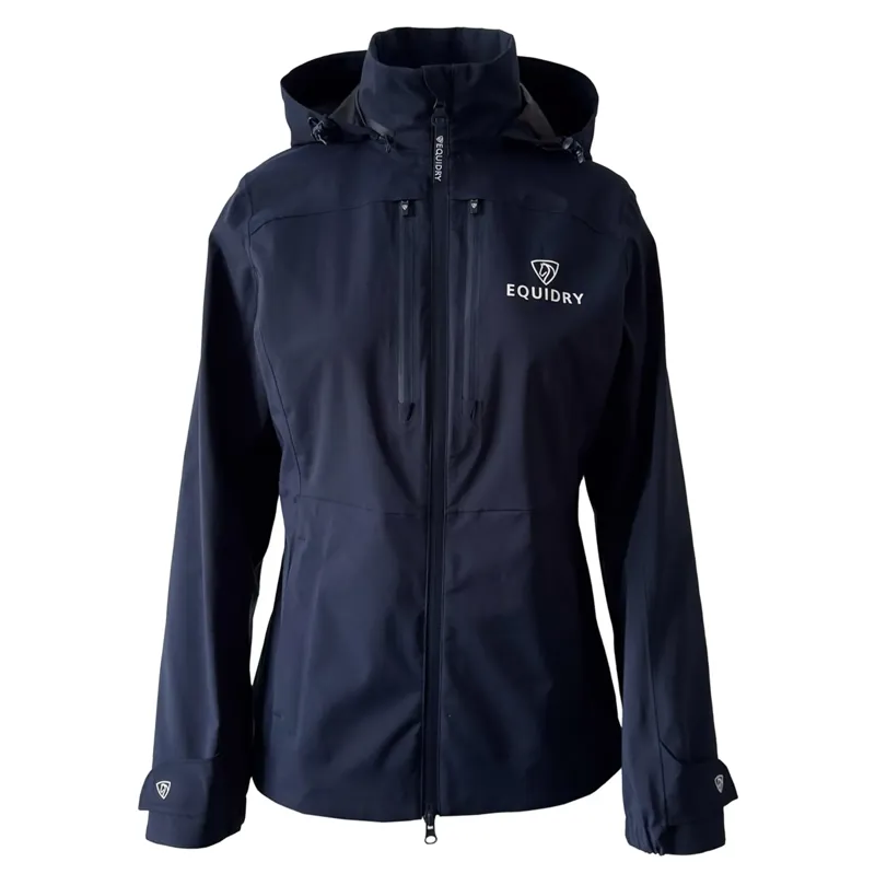 EQUIDRY Varsha Ladies Waterproof Jacket with Stowaway Hood - Navy