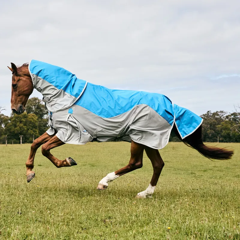 WeatherBeeta ComFiTec Dual Shield Waterproof Detach-A-Neck Fly Rug - Blue/Grey-1