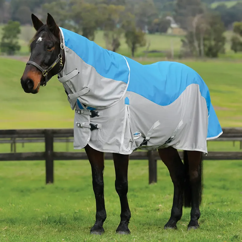 WeatherBeeta ComFiTec Dual Shield Waterproof Detach-A-Neck Fly Rug - Blue/Grey
