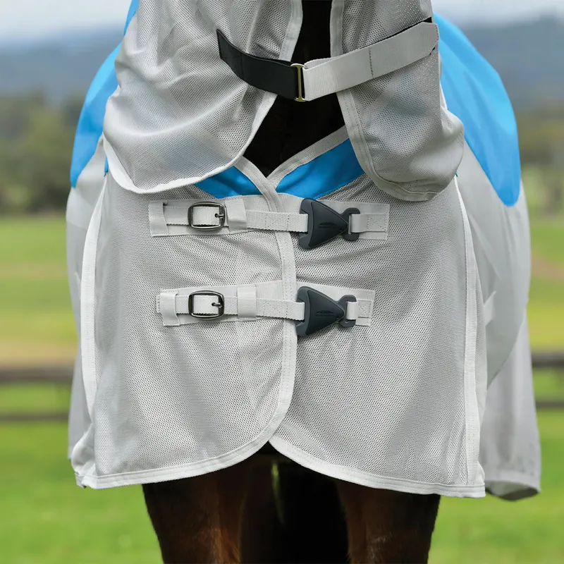 WeatherBeeta ComFiTec Dual Shield Waterproof Detach-A-Neck Fly Rug - Blue/Grey-2