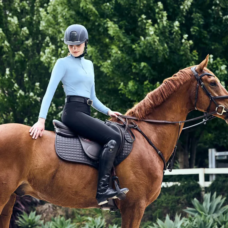 Dublin Brushed Long Sleeve Ladies Riding Top - Blue Fog-7