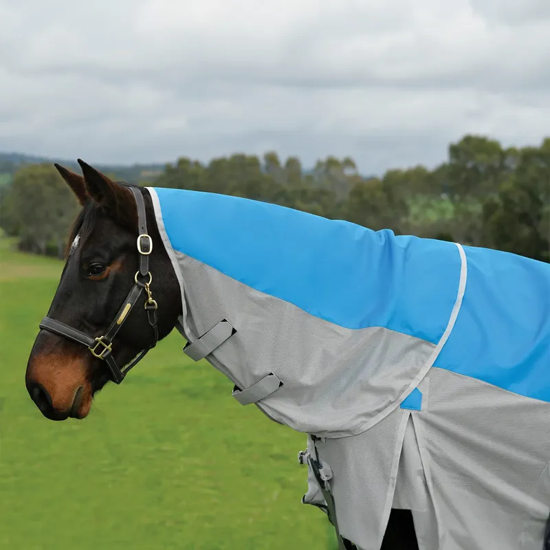 WeatherBeeta ComFiTec Dual Shield Waterproof Detach-A-Neck Fly Rug - Blue/Grey-3