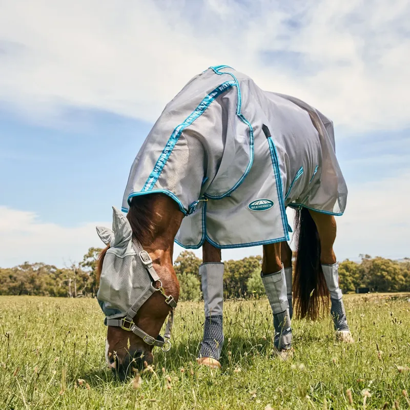 WeatherBeeta ComFiTec Hexi Shield Dual Fly Mask with Headcollar - Silver-3