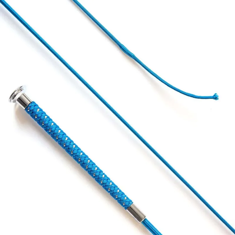 KM Elite Dressage Whip with Silver Braided Grip - Blue - 110cm