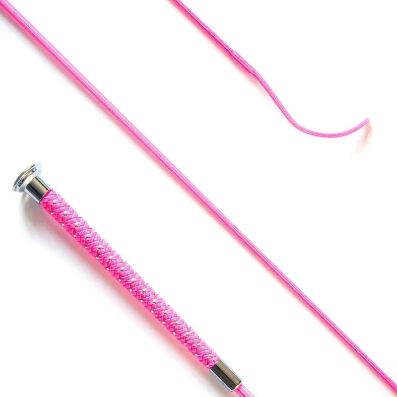 KM Elite Dressage Whip with Silver Braided Grip - Hot Pink - 110cm