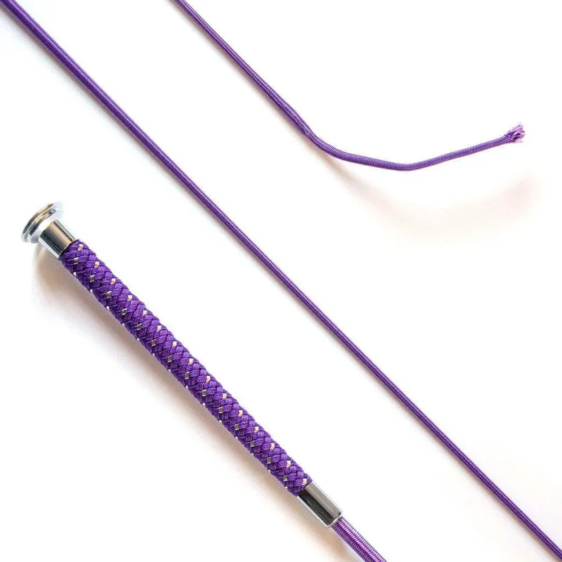 KM Elite Dressage Whip with Silver Braided Grip - Purple - 110cm
