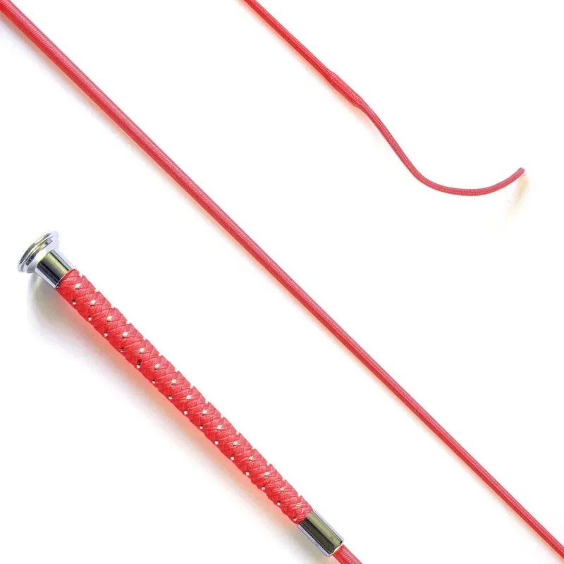 KM Elite Dressage Whip with Silver Braided Grip - Red - 110cm