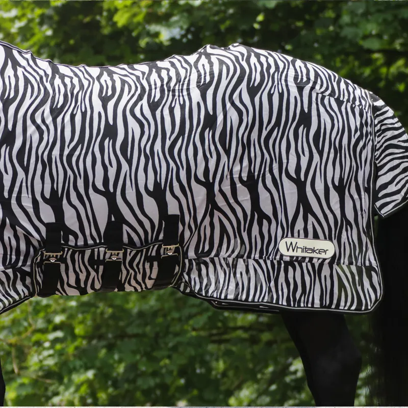 Whitaker Marwell Zebra Print Fly Rug - White/Black-3
