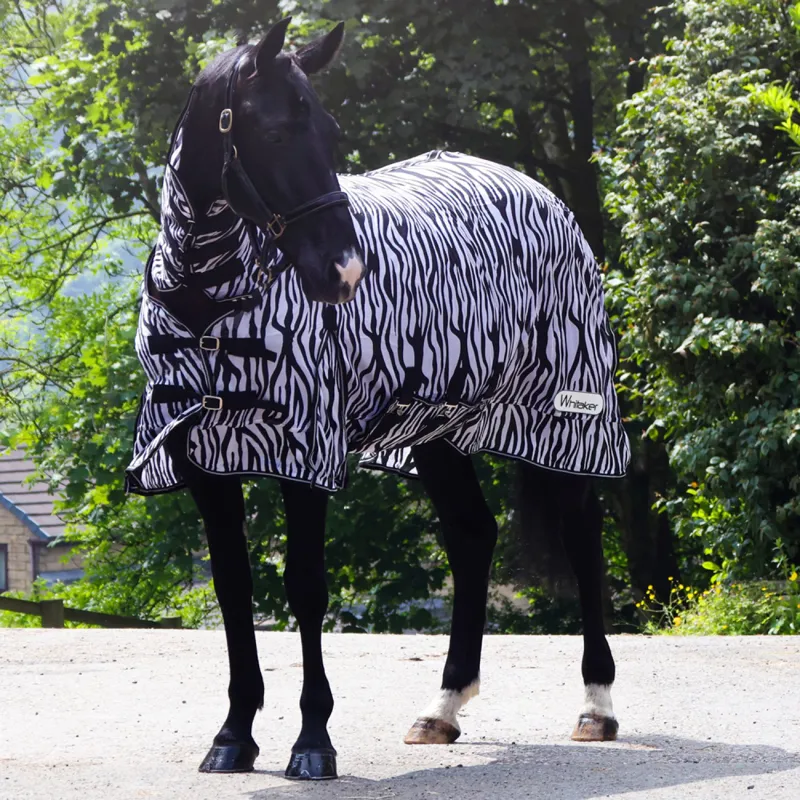 Whitaker Marwell Zebra Print Fly Rug - White/Black-1