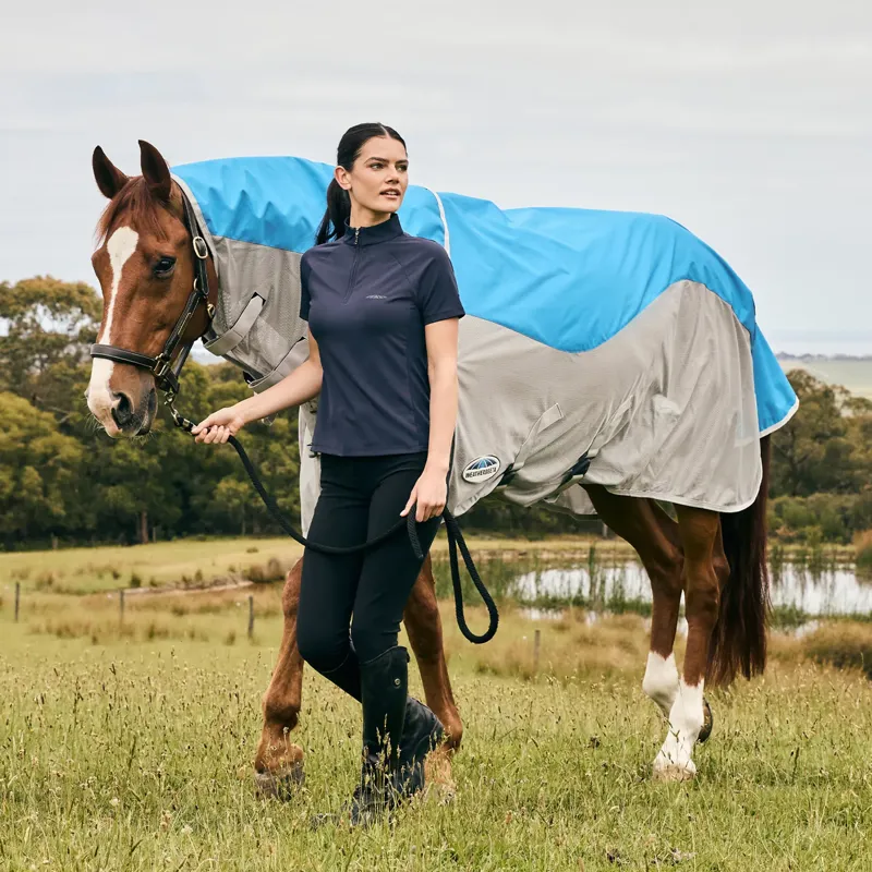 WeatherBeeta ComFiTec Dual Shield Waterproof Detach-A-Neck Fly Rug - Blue/Grey-5