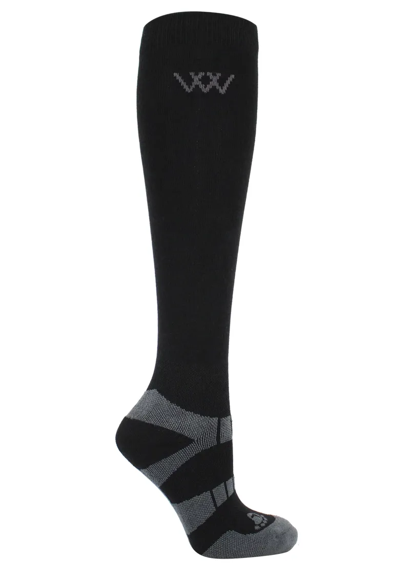 Woof Wear Long Bamboo Waffle Riding Socks - Black