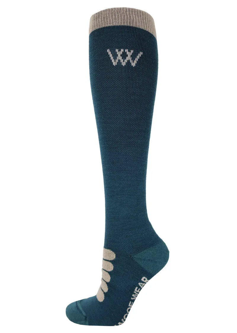Woof Wear Long Winter Tech Riding Sock - Petrol/Stone