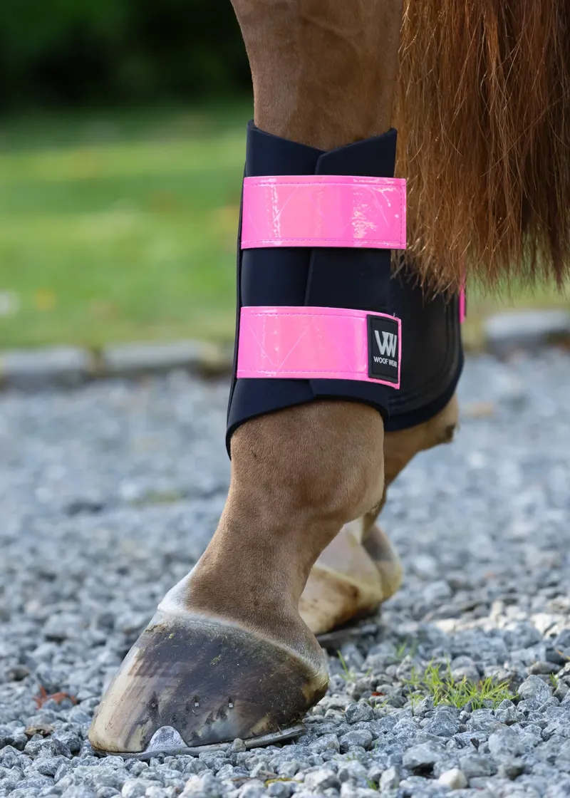 Woof Wear Reflective Club Brushing Boot - Hi Vis Pink-1