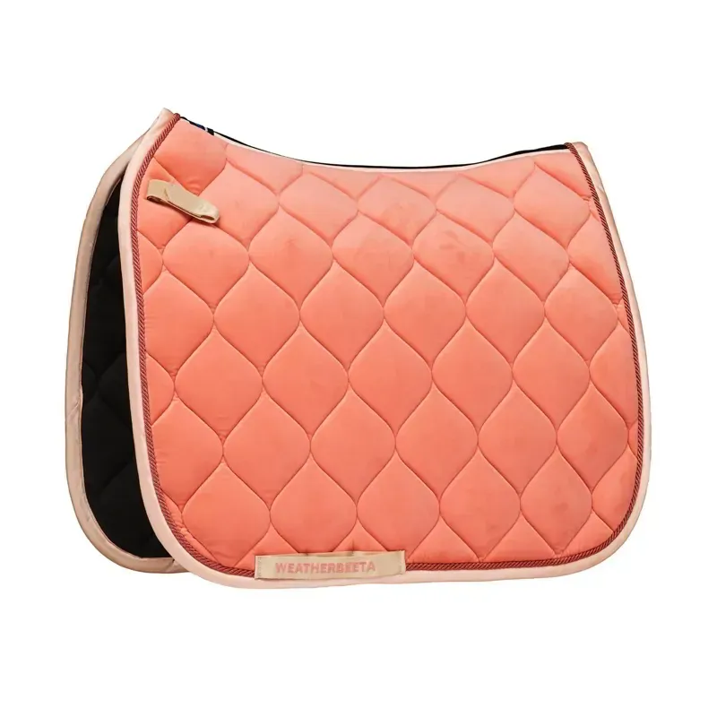 WeatherBeeta Velvet Dressage Saddle Pad - Coral-1