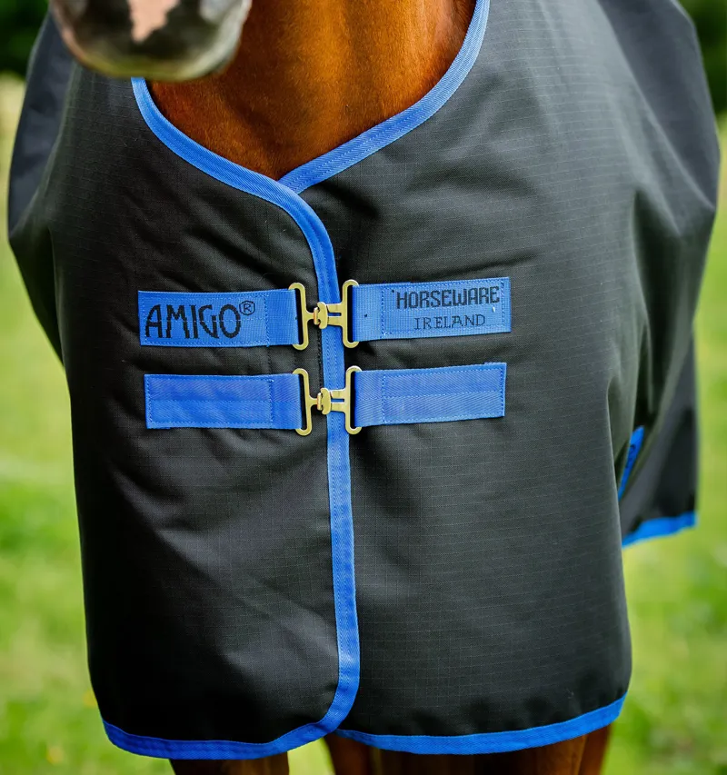 Horseware Amigo Ripstop 900D 50g Fleece Lined Turnout Rug - Black/Classic Blue-1