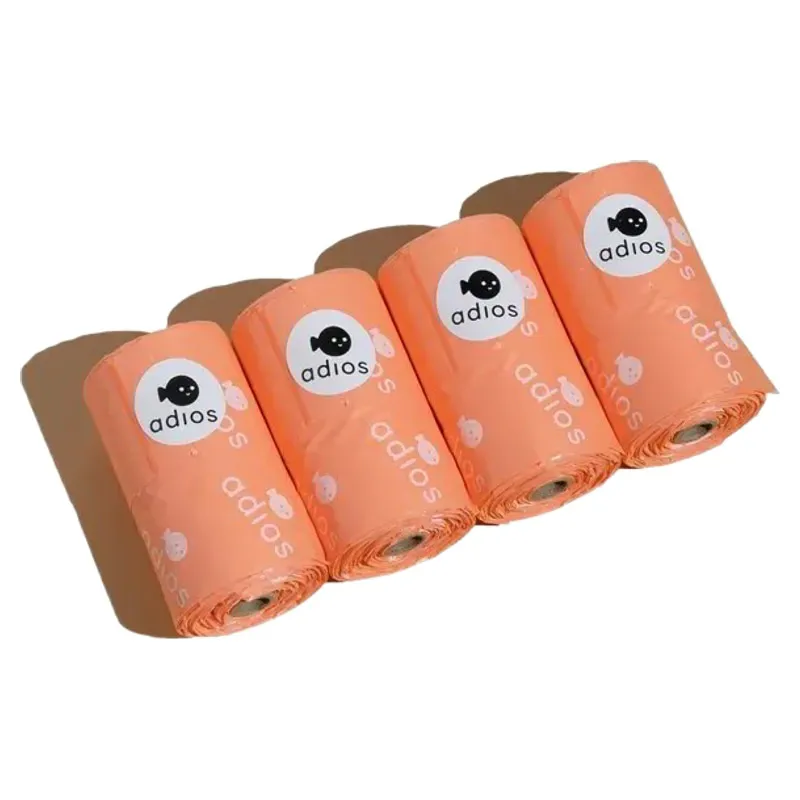 Adios Handle On A Roll Poo Bags 4 Rolls 60 Bags - Coral Pink