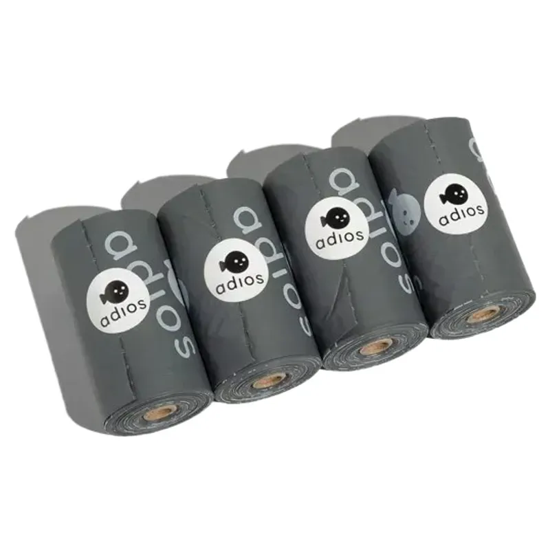 Adios Non Handle Poo Bags 4 Rolls 60 Bags - Grey