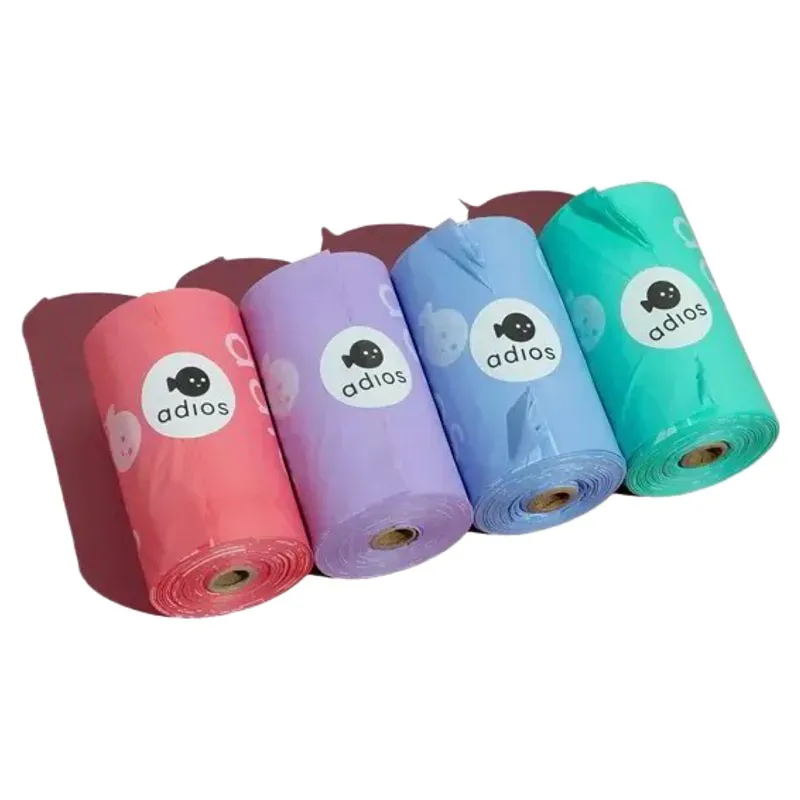 Adios Non Handle Poo Bags 4 Rolls 60 Bags - Rainbow