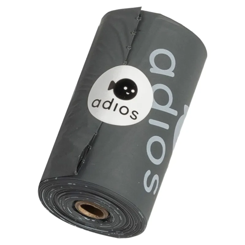 Adios Non Handle Poo Bags - Single Grey Roll 15 Bags