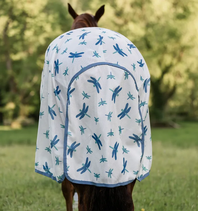 Horseware Amigo Bug Fly Rug - Dragonfly Print/Silver/Blue/Sage-5