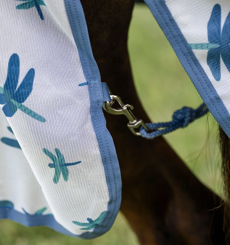 Horseware Amigo Bug Fly Rug - Dragonfly Print/Silver/Blue/Sage-6